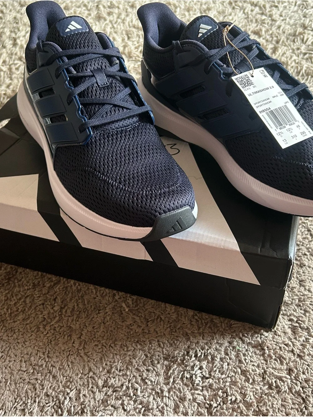 adidas Navy Athletic Running Shoes with White Sole